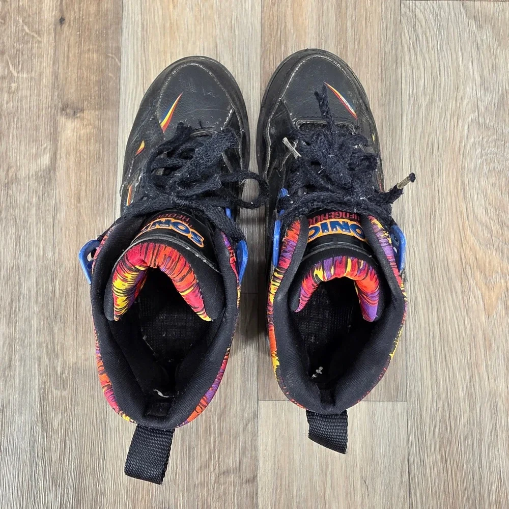 Vintage Sonic The Hedgehog Sega Kids Mid Top Sneakers Shoes 90s Black‎ Retro